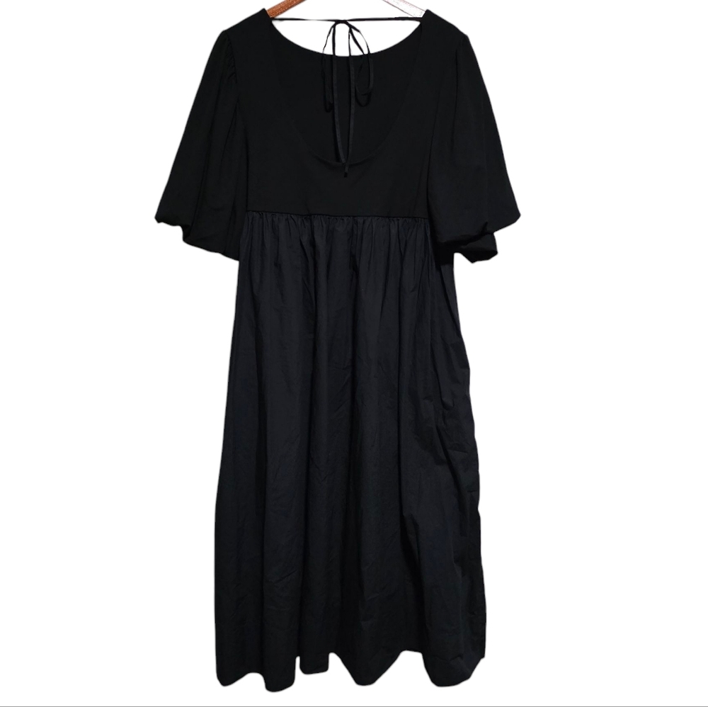 COS Puff-Sleeve Midi Dress in Black Size Large - Picture 4 of 5